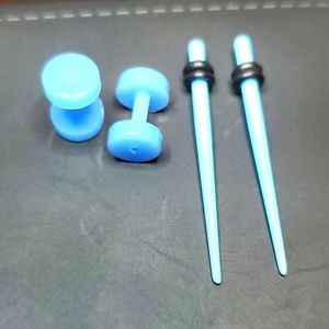 Tapers blue, ear plugs 2 pair body piercing 2mm = 12 gauge
